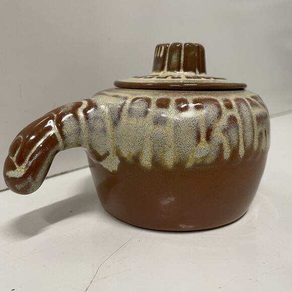 FRANKOMA Pottery Mayan Aztec Desert Gold Tan Individual Baker Bean Pot Jar - Picture 2 of 7